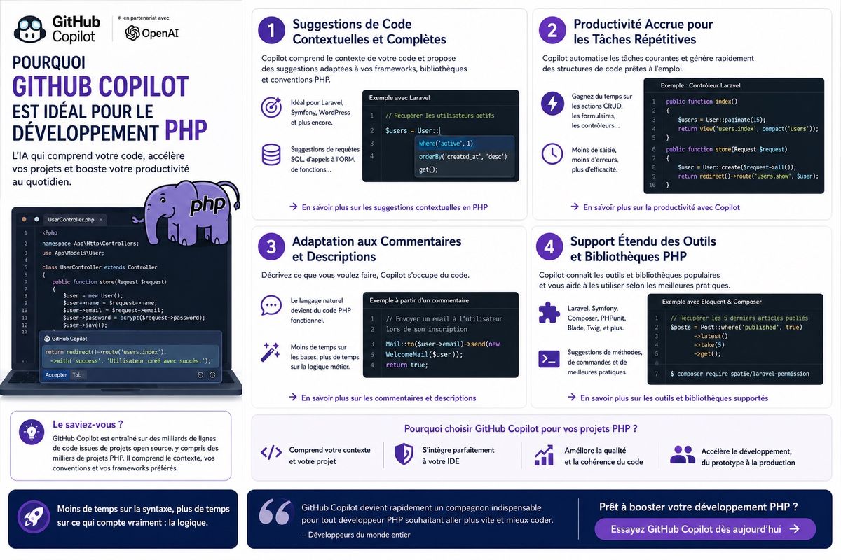 GitHub Copilot pour PHP : 8 raisons de l'adopter — Agerix