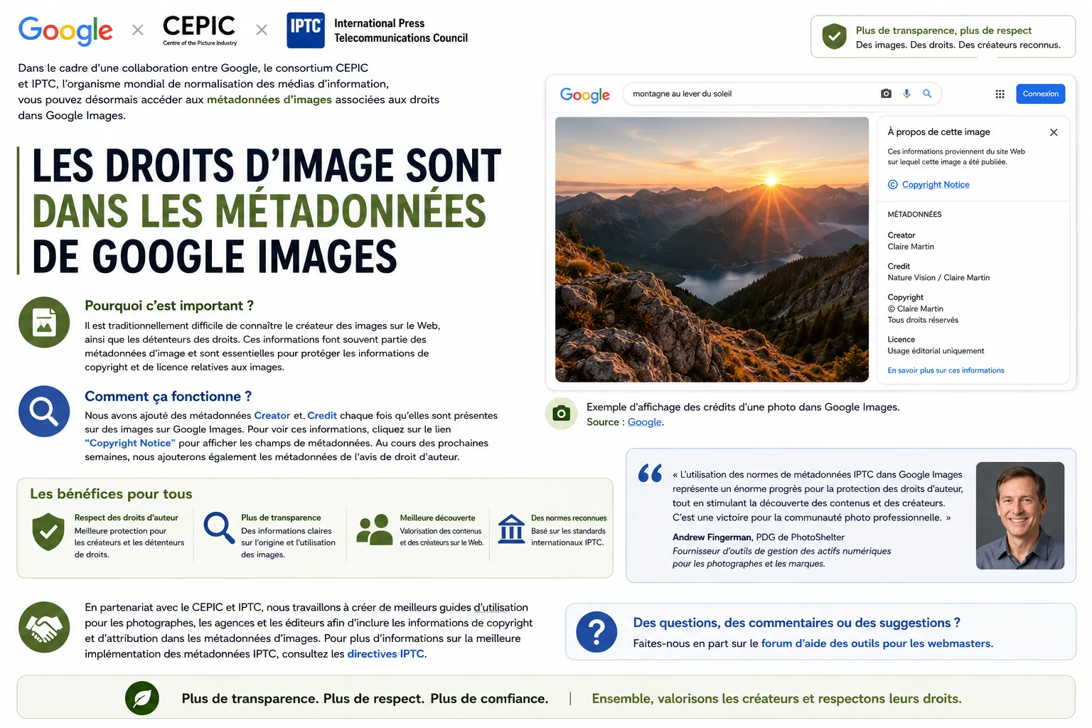 Métadonnées de droits d’image dans Google Images