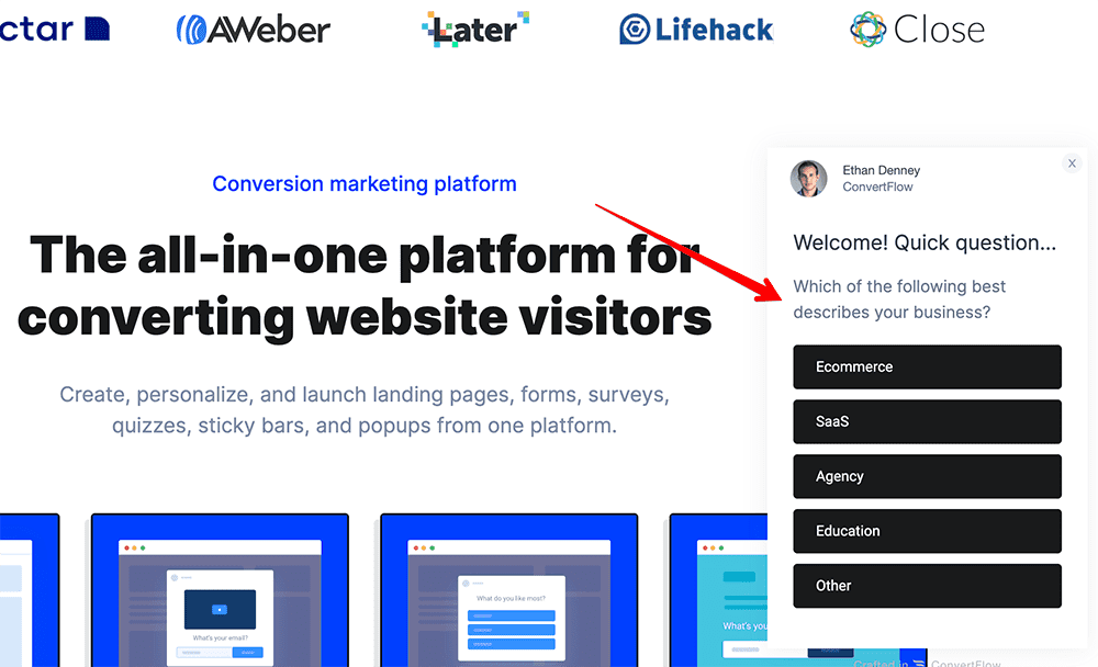 Exemple de la segmentation des visiteurs proposé sur le site Convert Flow.